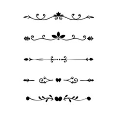 Set of Vintage decorative lines. text dividers. Line border. Lines separators, Borders, Vintage dividers, Underline elements. Vector illustration

