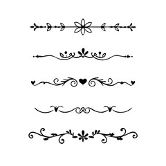 Set of Vintage decorative lines. text dividers. Line border. Lines separators, Borders, Vintage dividers, Underline elements. Vector illustration
