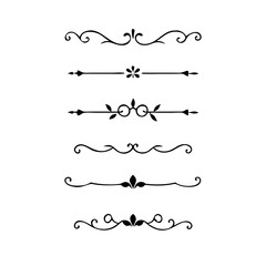 Set of Vintage decorative lines. text dividers. Line border. Lines separators, Borders, Vintage dividers, Underline elements. Vector illustration
