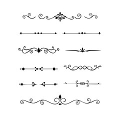 Set of Vintage decorative lines. text dividers. Line border. Lines separators, Borders, Vintage dividers, Underline elements. Vector illustration
