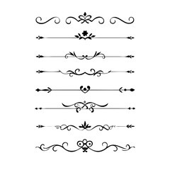 Set of Vintage decorative lines. text dividers. Line border. Lines separators, Borders, Vintage dividers, Underline elements. Vector illustration
