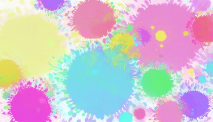  vibrant pastel abstract with soft circular bursts and radiant splatter textures in cyan, magenta, yellow, and lavender for web design, branding, or print media use