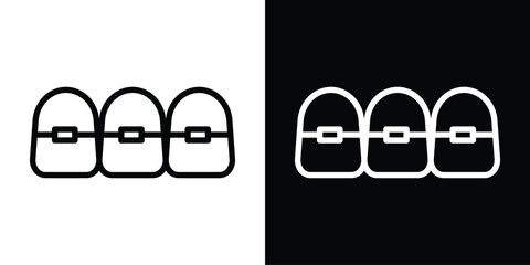 Teeth with braces icon filled flat sign concept for web design.