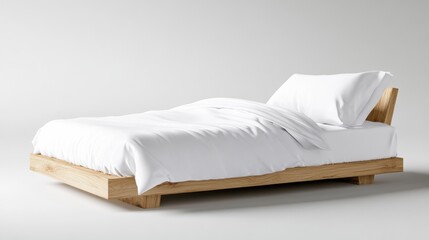 Obraz premium Minimalist bed products include single bed sheet and pillow, separate pieces