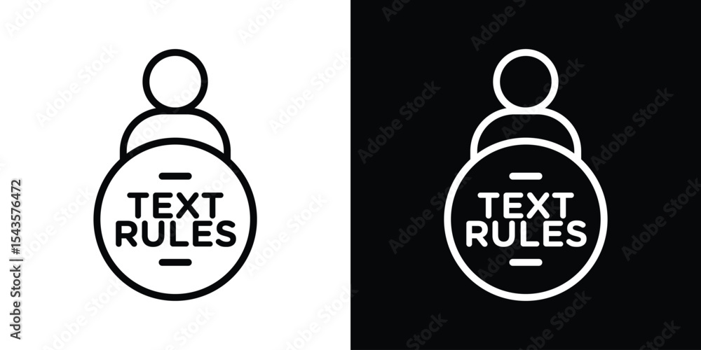 Poster text rules icon filled flat sign concept for web design.