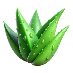 Fresh aloe vera plant with dew drops isolated on transparent background