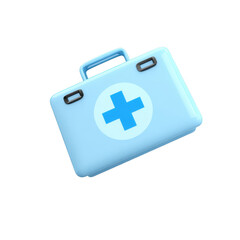 Obraz premium 3d render of a light blue first aid kit isolated on transparent background