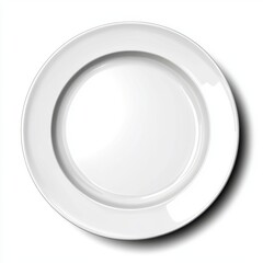 White Round Dinner Plate on White Background