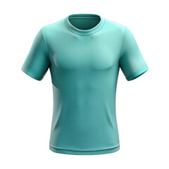 Teal short sleeve t shirt mockup isolated on transparent background