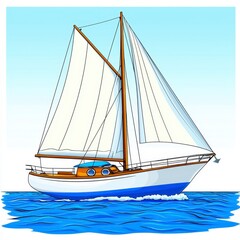 Obraz premium White Sailed Sailboat on Calm Blue Ocean