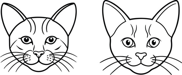 Obraz premium cat face line art icon set, cat head icon set on white background.