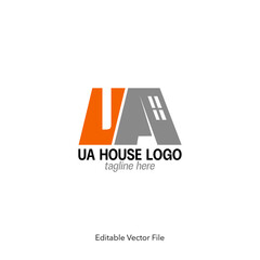 UA logo icon. House logo design, window logo. Creative real estate logo combining initials and a house shape with window detail, architect or construction brand