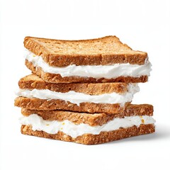 A stack of bread with a creamy filling, a simple yet appealing culinary treat