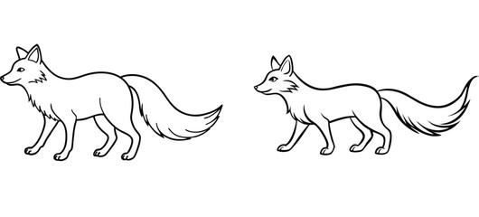 vector illustration of a fox, vector illustration of a wolf on white background.