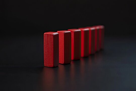 Red wooden blocks in a row
