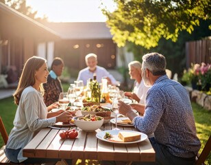 vibrant garden party with delicious food and joyful gatherings