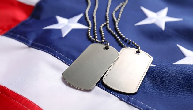 Blank Dog Tags on US Flag.