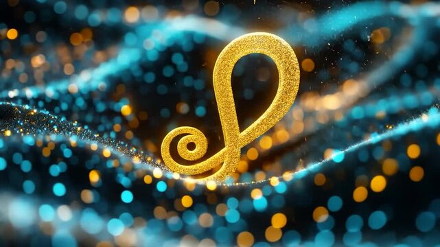 Gold script letter on textured teal background