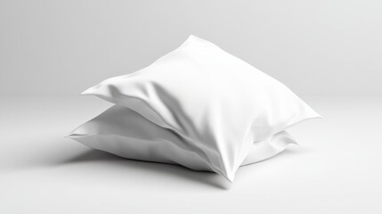 Smooth fabric pillows isolated, soft shadows