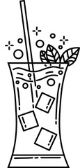 Hand drawn fruit juice cocktail drink outline	