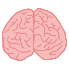 Flat cartoon brain in pink for education and wellness
