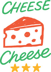 Vector “Cheese Cheese” single cheese slice illustration in bold hand‑drawn doodle style