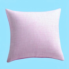 White Textured Square Pillow on Light Blue Background