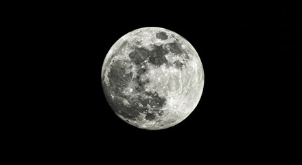 Obraz premium Detailed lunar surface of full moon glowing in dark space night sky