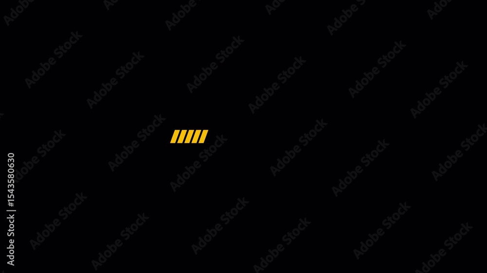 Poster animated loading yellow stripes on black background - motion graphics element.alpha chanel.4k video