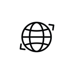 Obraz premium Simple icon depicting a rotating globe, symbolizing global connectivity and rotation.
