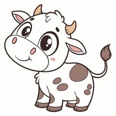 Obraz premium Cute cartoon cow character vector illustration farm animal design graphic element