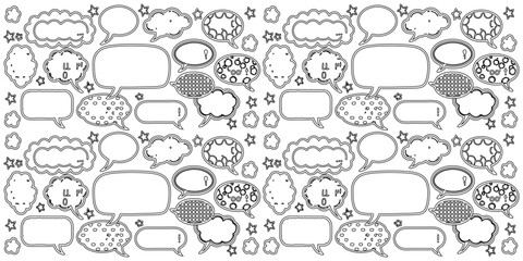 Fototapeta premium Speech bubbles with textured chalk outlines, retro cartoon vibe