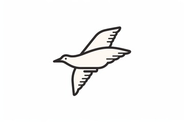 Obraz premium Minimalistic seagull line drawing in flight with continuous black outline on white background, elegant simple vector logo design