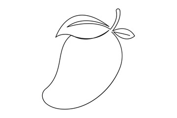 Mango icon continuous one line drawing in minimalist style isolated outline illustration