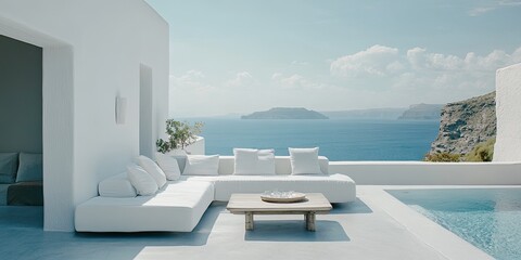 Modern White Santorini Terrace