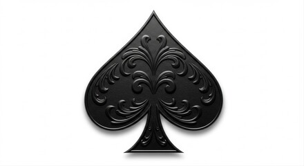 Elegant ornate black spade design against a clean white background providing a sophisticated aesthetic