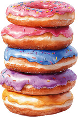 stack of donuts watercolor art drawing painting 