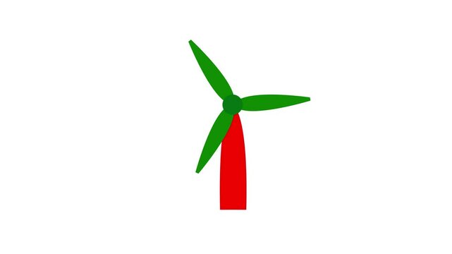 Colorful Wind Turbine Animation with Red and Green Blades | Minimal Renewable Energy | 4K