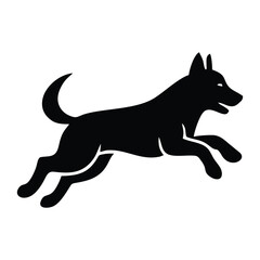 jumping dog silhouette icon logo