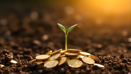 New Life Sprouting from Wealth &ndash; Sustainable Finance Symbol
