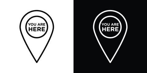 You are Here Pointer icon filled flat sign concept for web design.