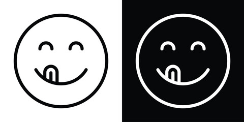 Yummy smile emoji icon filled flat sign concept for web design.