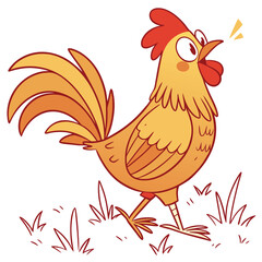 Cartoon rooster crowing illustration isolated on white background vector image