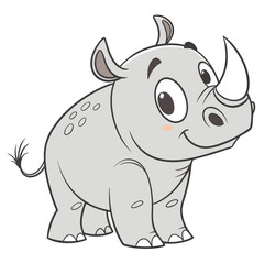Cute cartoon rhinoceros illustration for kids design projects and educational material