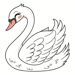 Elegant white swan illustration with delicate lines and cute facial expression