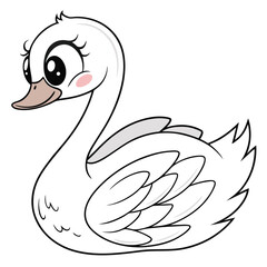 Cute cartoon swan illustration with big eyes and elegant neck design