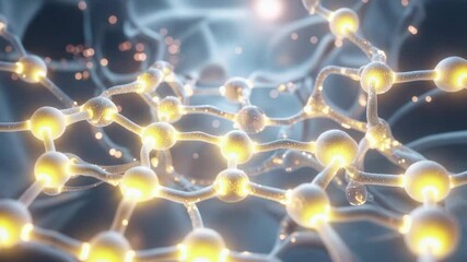 Opening scene showing lattice floating in digital space, with spherical nodes emitting golden glow - Powered by Adobe