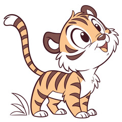 Cute cartoon tiger cub vector illustration playful animal mascot design