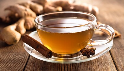 warm ginger tea with cinnamon in soft sunlight