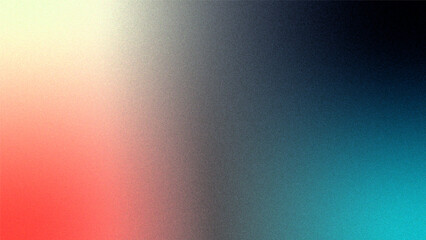 Vibrant rainbow, orange blue teal white psychedelic grainy gradient color flow wave on black...
